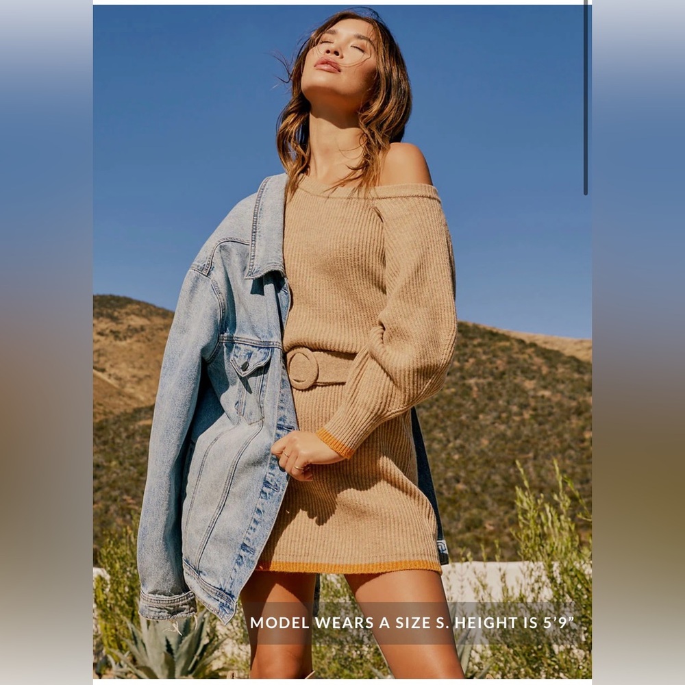 VICI: Dennis Off The Shoulder Mini Sweater Dress